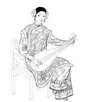 Een kleurplaat van  chinese kleding
